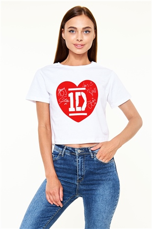 One Direction Beyaz Croptop Tişört