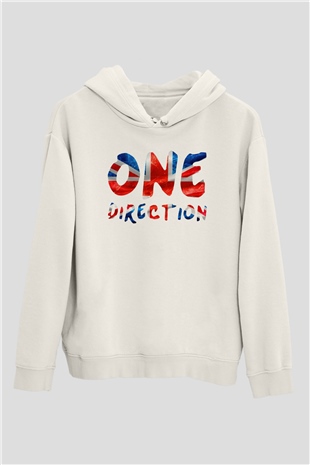 One Direction Beyaz Unisex Kapşonlu Sweatshirt