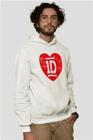 One Direction Beyaz Unisex Kapşonlu Sweatshirt