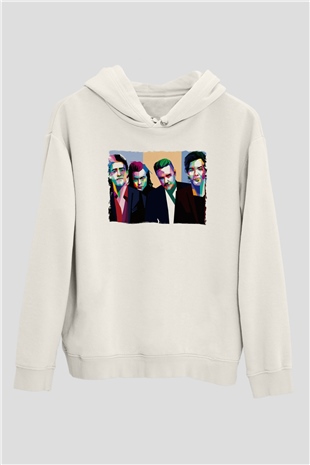 One Direction Beyaz Unisex Kapüşonlu Sweatshirt