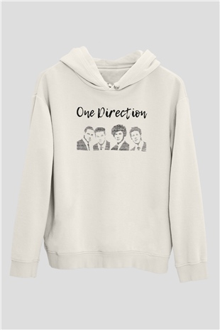 One Direction Beyaz Unisex Kapüşonlu Sweatshirt
