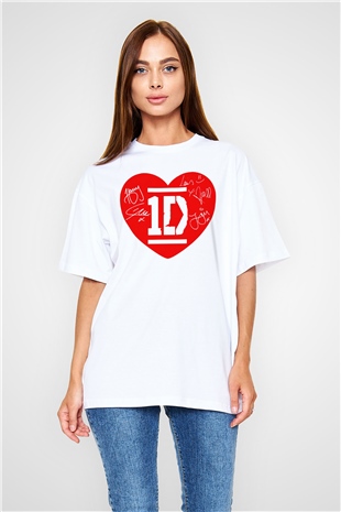 One Direction Beyaz Unisex Oversize Tişört T-Shirt