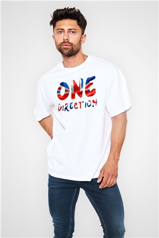 One Direction Beyaz Unisex Oversize Tişört T-Shirt