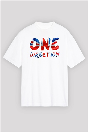 One Direction Beyaz Unisex Oversize Tişört T-Shirt
