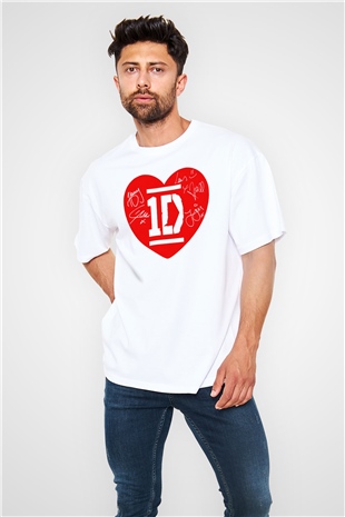 One Direction Beyaz Unisex Oversize Tişört T-Shirt