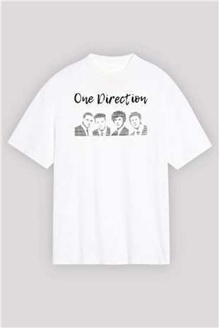 One Direction Beyaz Oversize Tişört Oversize T-shirt - TişörtFabrikası