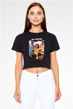 One Direction Siyah  Crop Top Tişört