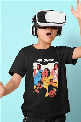One Direction Siyah Unisex Çocuk Tişört