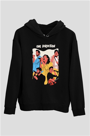 One Direction Siyah Unisex Kapüşonlu Sweatshirt