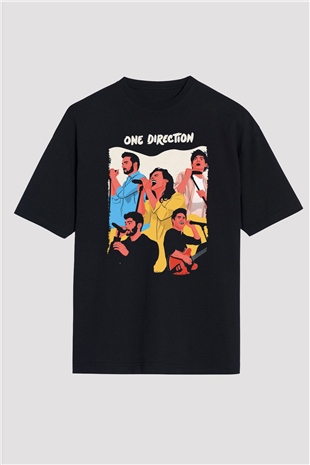 One Direction Siyah Oversize Tişört Oversize T-shirt - TişörtFabrikası