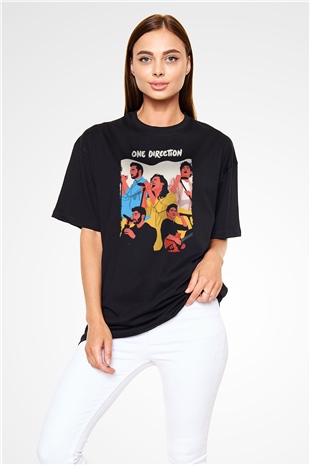 One Direction Siyah Oversize Tişört Oversize T-shirt - TişörtFabrikası