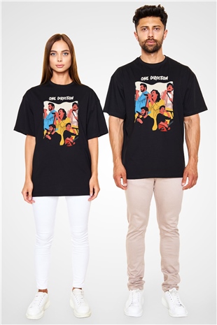 One Direction Siyah Oversize Tişört Oversize T-shirt - TişörtFabrikası