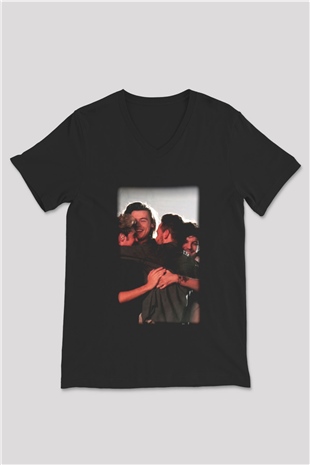 One Direction Siyah Unisex V Yaka Tişört T-Shirt
