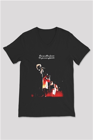 One Direction Siyah Unisex V Yaka Tişört T-Shirt