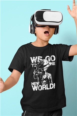 One Piece Baskılı Unisex Siyah Çocuk Tişört - Tshirt