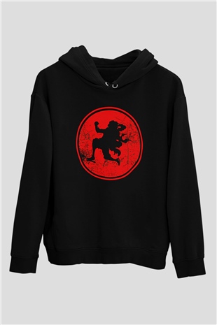 One Piece Baskılı Unisex Siyah Hoodie