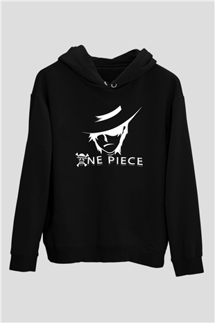One Piece Baskılı Unisex Siyah Hoodie