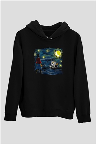 One Piece Baskılı Unisex Siyah Hoodie