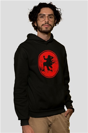 One Piece Baskılı Unisex Siyah Hoodie