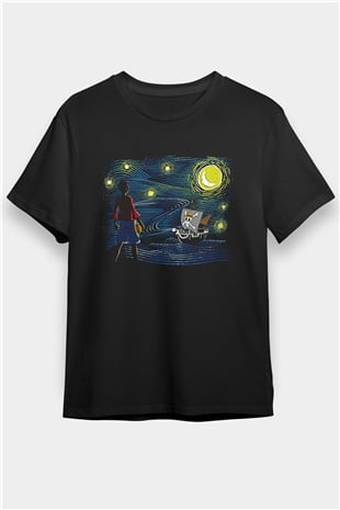 One Piece Baskılı Unisex Siyah Tişört - Tshirt