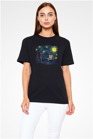 One Piece Baskılı Unisex Siyah Tişört - Tshirt