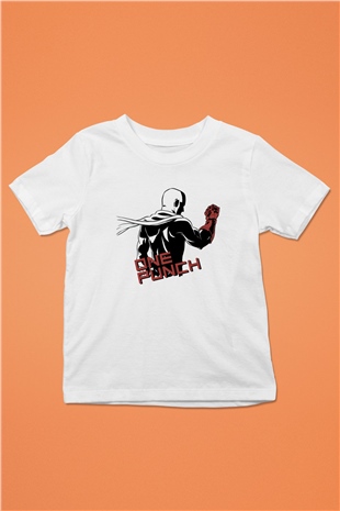One Punch Man Baskılı Beyaz Unisex Çocuk Tişört