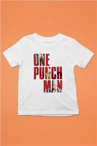 One Punch Man Baskılı Beyaz Unisex Çocuk Tişört