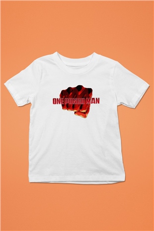 One Punch Man Baskılı Beyaz Unisex Çocuk Tişört
