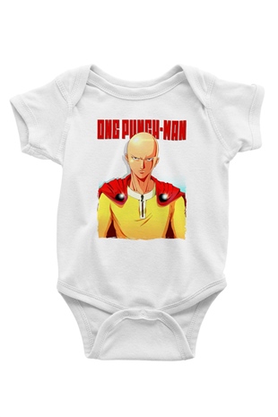 One Punch Man Beyaz Bebek Body - Zıbın