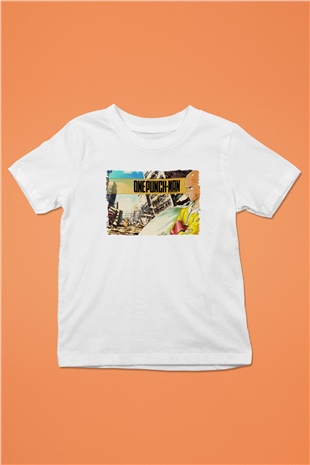 One Punch Man Beyaz Unisex Çocuk Tişört