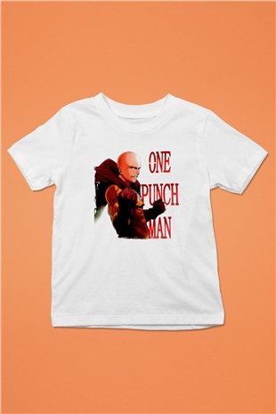 One Punch Man Beyaz Unisex Çocuk Tişört