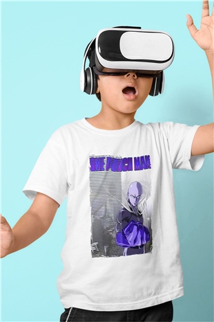 One Punch Man Beyaz Unisex Çocuk Tişört