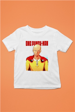 One Punch Man Beyaz Unisex Çocuk Tişört