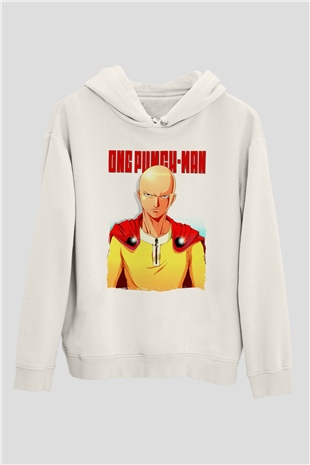 One Punch Man Beyaz Unisex Hoodie