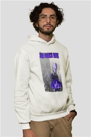 One Punch Man Beyaz Unisex Hoodie