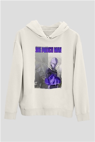 One Punch Man Beyaz Unisex Hoodie