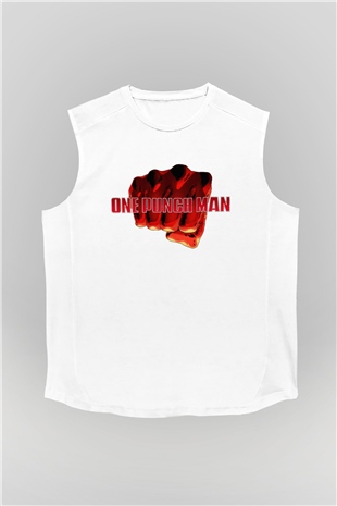 One Punch Man Beyaz Unisex Kolsuz Tişört