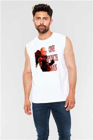 One Punch Man Beyaz Unisex Kolsuz Tişört
