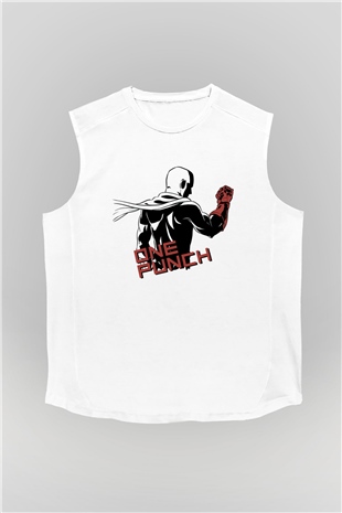 One Punch Man Beyaz Unisex Kolsuz Tişört