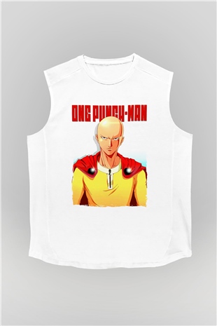 One Punch Man Beyaz Unisex Kolsuz Tişört