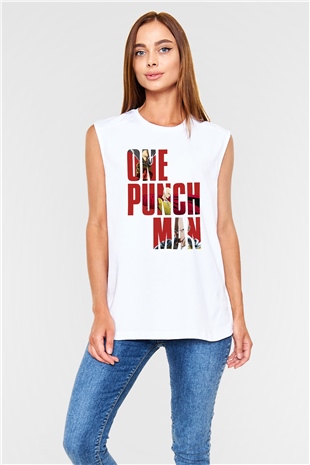 One Punch Man Beyaz Unisex Kolsuz Tişört