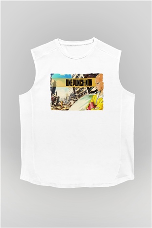 One Punch Man Beyaz Unisex Kolsuz Tişört