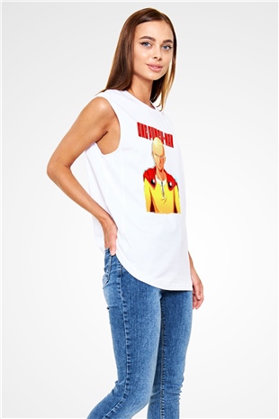 One Punch Man Beyaz Unisex Kolsuz Tişört