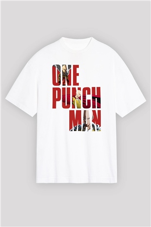 One Punch Man Beyaz Unisex Oversize Tişört T-Shirt
