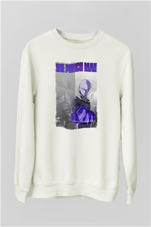 One Punch Man Beyaz Unisex Sweatshirt