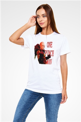 One Punch Man Beyaz Unisex Tişört T-Shirt