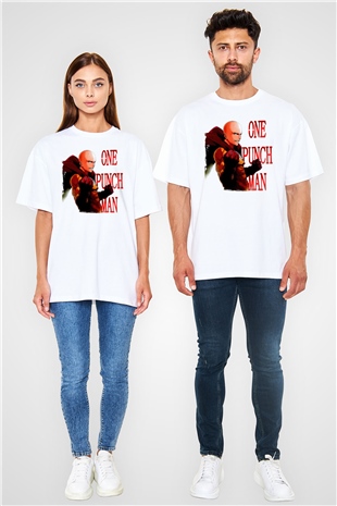 One Punch Man Beyaz Oversize Tişört Oversize T-shirt