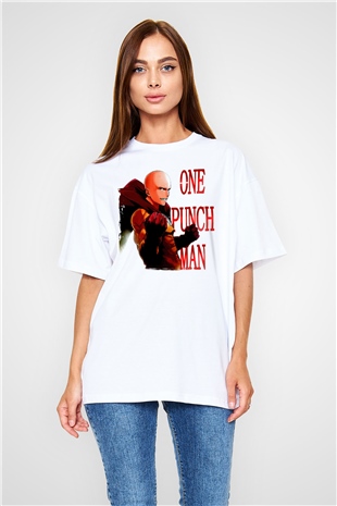 One Punch Man Beyaz Oversize Tişört Oversize T-shirt