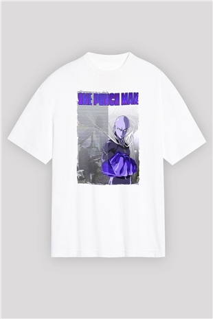One Punch Man Beyaz Oversize Tişört Oversize T-shirt