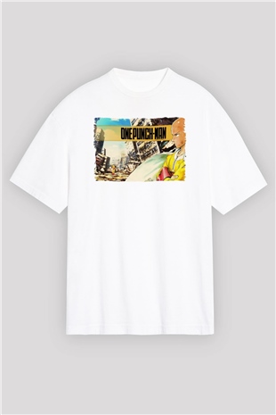 One Punch Man Beyaz Oversize Tişört Oversize T-shirt